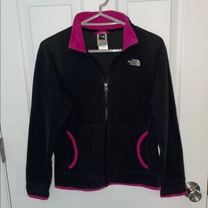 The North Face Black Fleece Jacket with Pink Trim